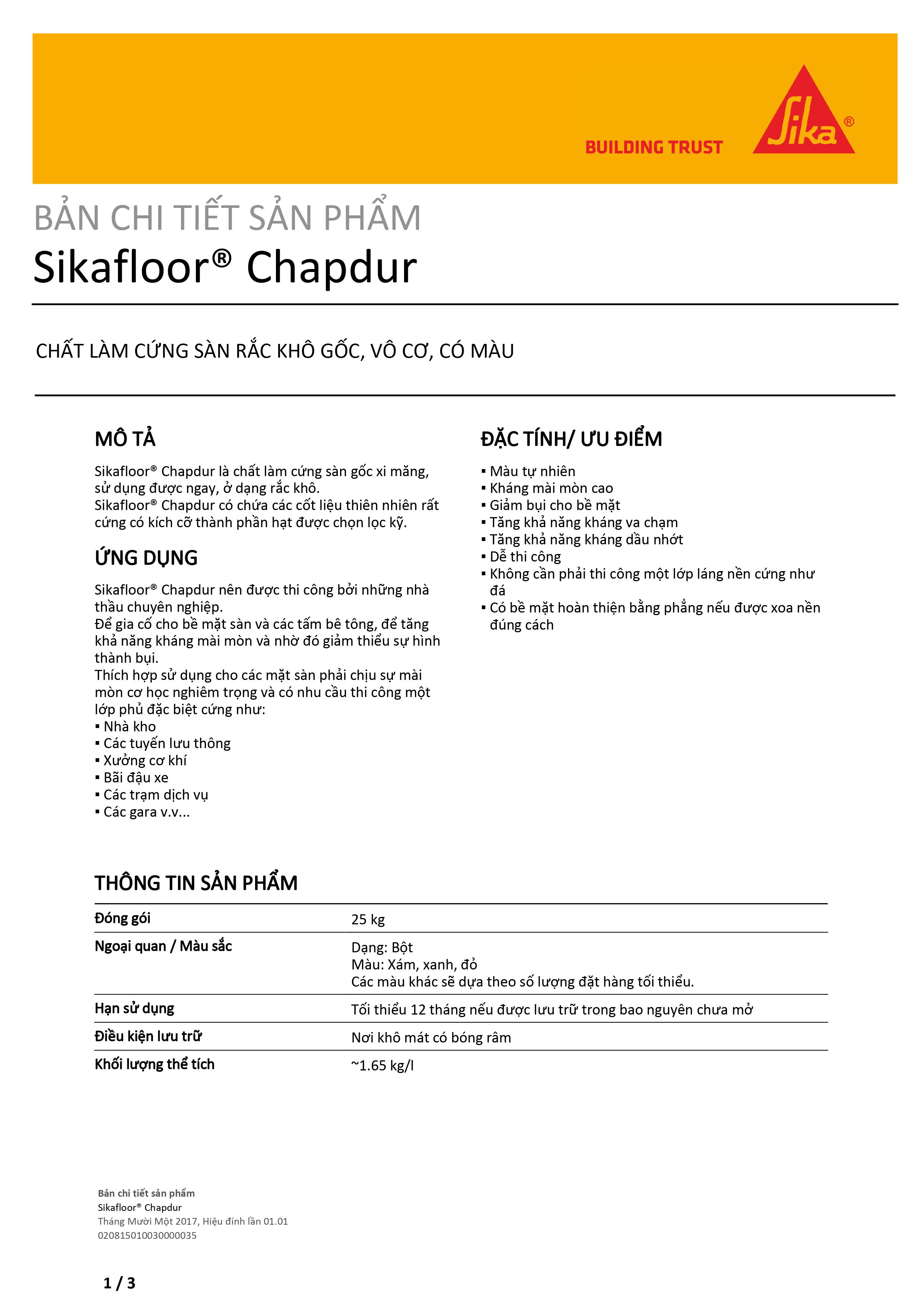 Bột xoa nền chống mài mòn, giúp tăng cứng bề mặt bê tông màu xám - Sikafloor Chapdur Grey