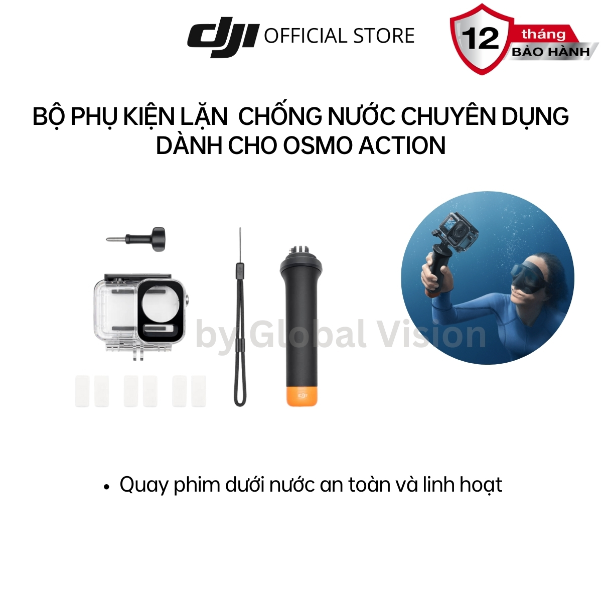 Bộ phụ kiện lặn chống nước chuyên dụng DJI dành cho Osmo Action camera hành động cao cấp - Hàng chính hãng