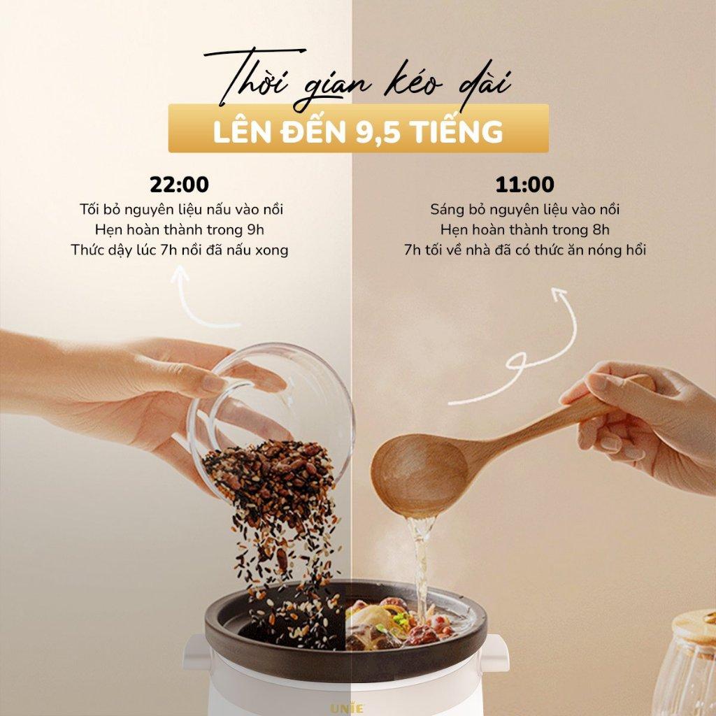 Nồi Nấu Chậm Unie USC308, Lòng Gốm Tử Sa 3.0Lit Cao Cấp, Giữ Chọn Hương Vị Dinh Dưỡng, Hàng Chính Hãng