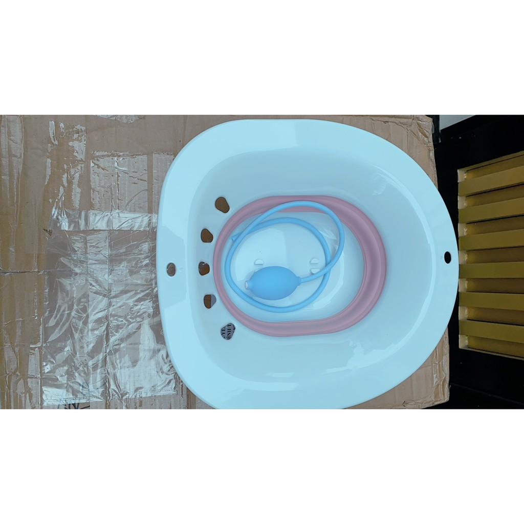 Bộ Chậu Xông Vùng Kín Sau Sinh Gấp Gọn Bằng Nhựa Gắn Bồn Cầu Để Nhà Tắm Tiện Lợi Với Vòi Tự Xịt Nước