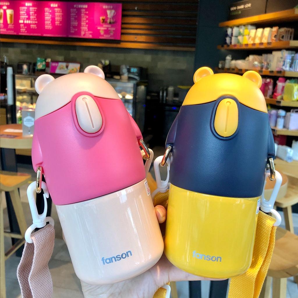 Bình giữ nhiệt gấu Fanson cao cấp 450ml có nắp làm cốc tiện dụng