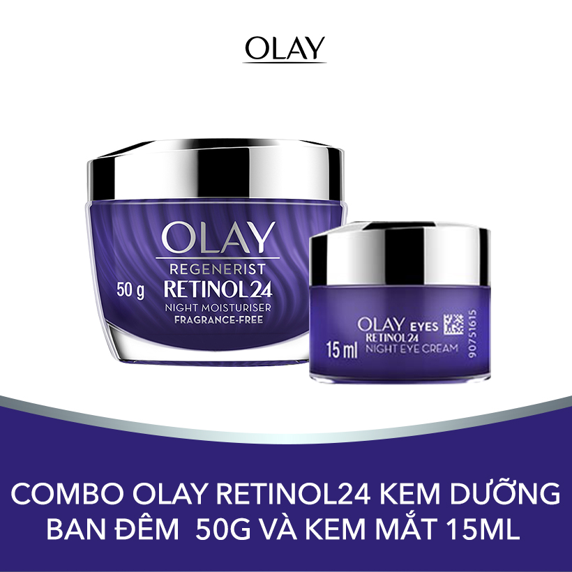 Combo OLAY Ngăn Ngừa Lão Hóa Chiết Xuất Retinol24: Kem Dưỡng Ban Đêm 50g Và Kem Mắt 15ml