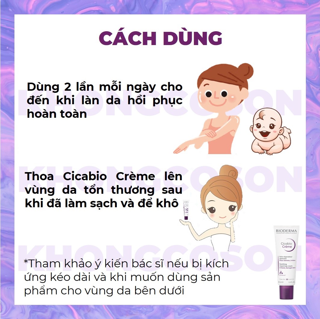 Kem Dưỡng Bioderma Cicabio Crème Phục Hồi Da Tổn Thương 40ml + Tặng Kèm Túi Đựng Mỹ Phẩm Cao Cấp