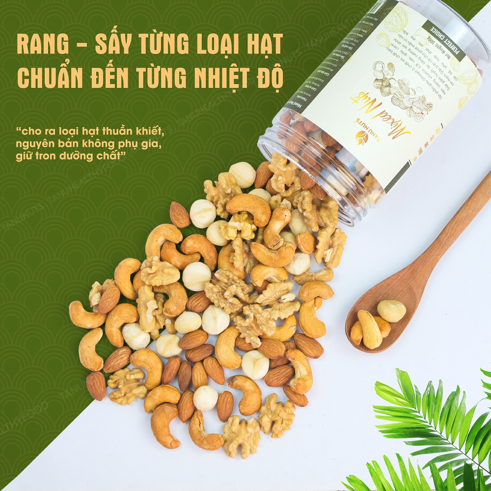 Hạt dinh dưỡng mix 4 TANU NUTS hũ 350gr/500gr, ngũ cốc granola mix hạt dinh dưỡng cho bà bầu