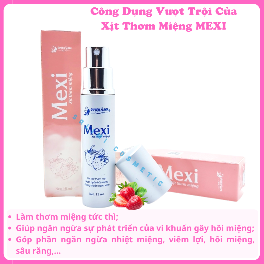 Xịt Thơm Miệng MEXI 15ml Quyên Lara, Giúp Hơi Thở Thơm Mát, Hết Hôi Miệng, Giảm Tình Trạng Viêm Lợi, Viêm Chân Răng