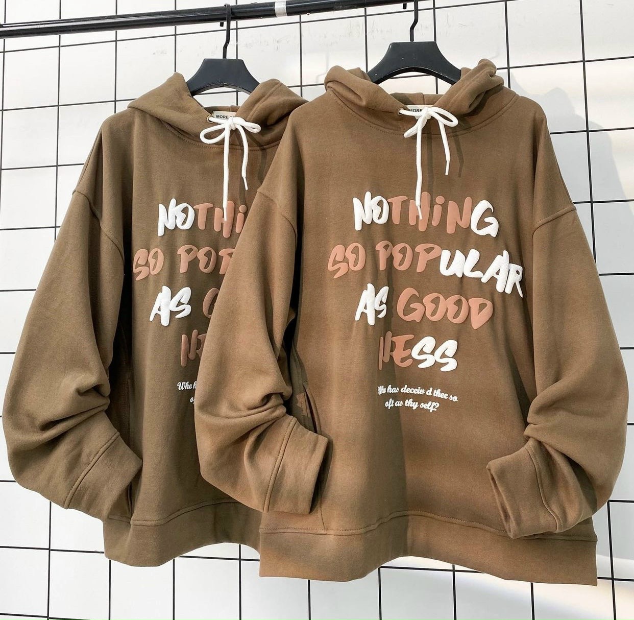 Áo Khoác Nỉ Lót Bông Dây Kéo in chữ NOTTHING form rộng ullzang Unisex