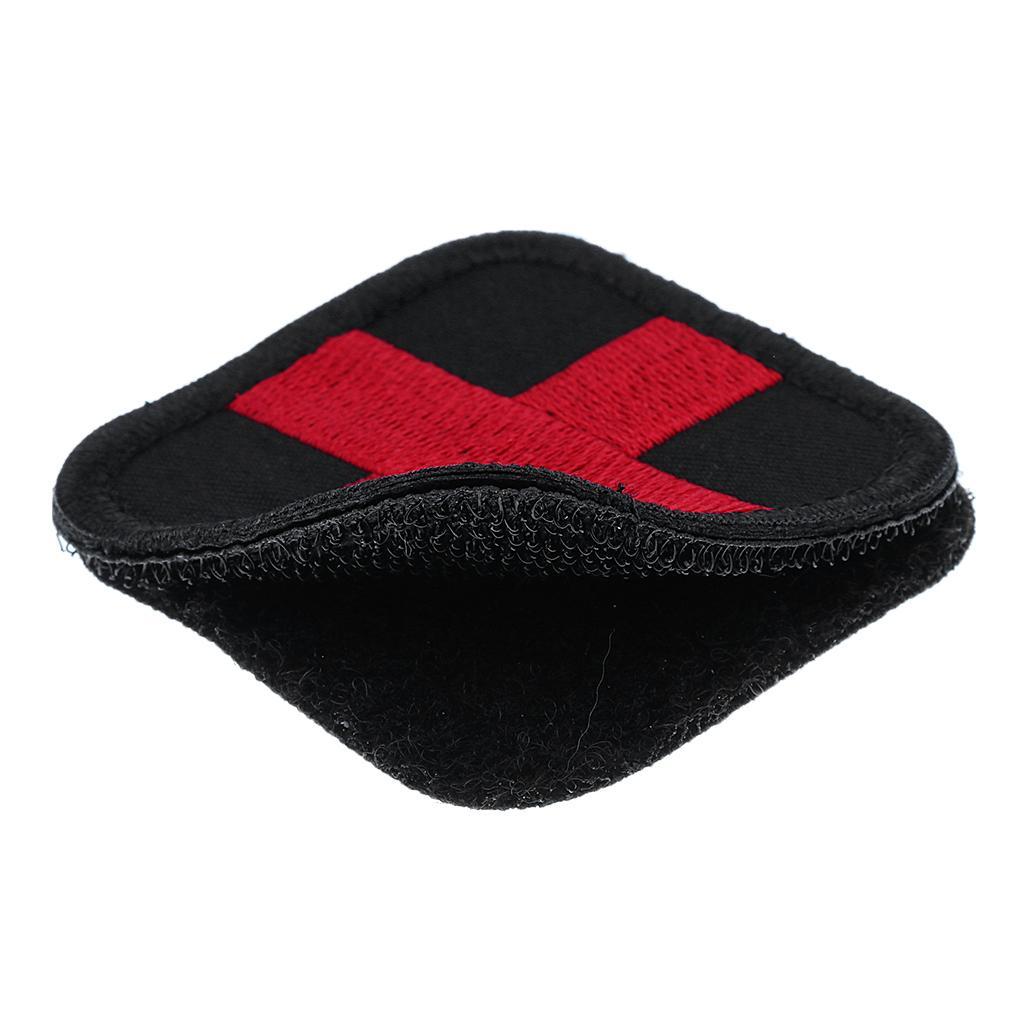 2 Pieces 50 X 50mm Hook & Loop Medic First Aid Red Cross Patch Black