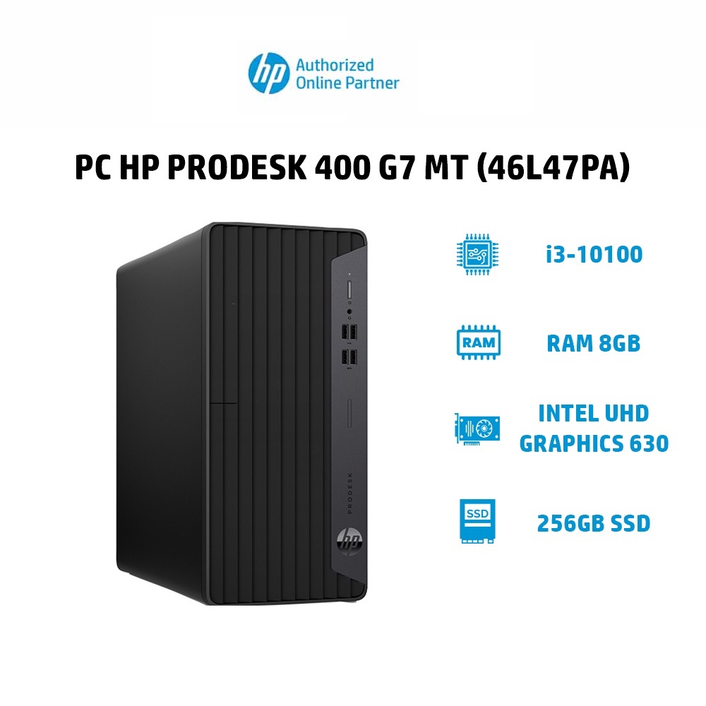 Máy tính để bàn HP ProDesk 400 G7 MT (46L47PA) (i3-10100 | 8GB | 256GB SSD| Win 10) Hàng chính hãng