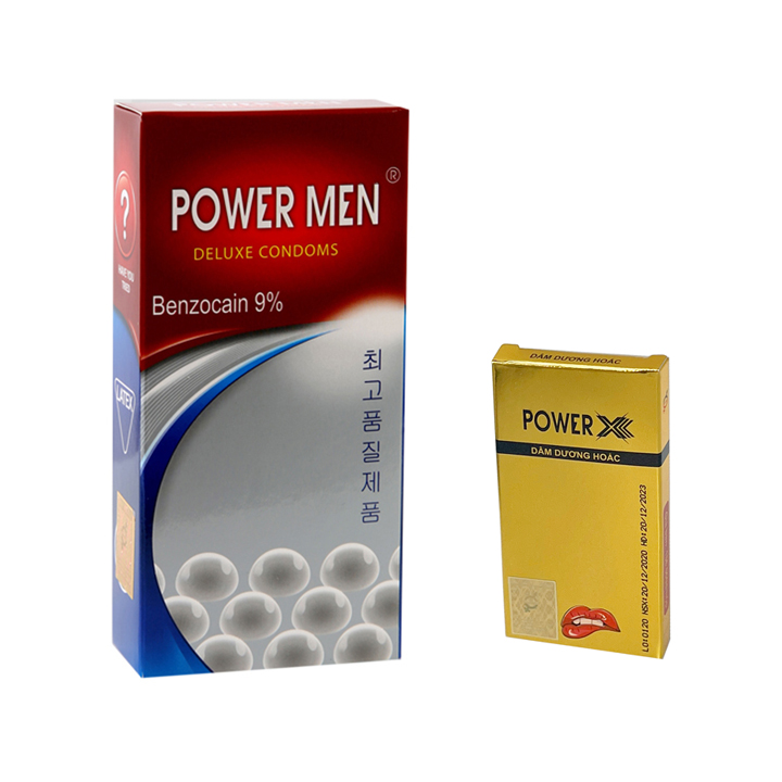 Bao Cao Su Power Men Deluxe Condoms (H12) + Viên Sủi Hỗ Trợ Sinh Lý Nam Giới Thảo Dược PowerX (2 Viên) - Chống Xuất Tinh Sớm - Che Tên Sản Phẩm