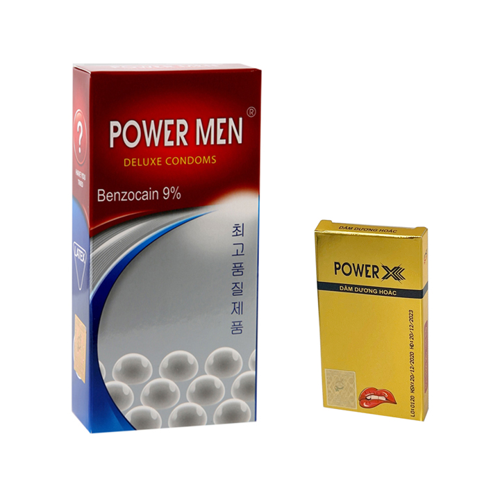 Bao Cao Su Power Men Deluxe Condoms + Viên Sủi Hỗ Trợ Sinh Lý Nam Giới Thảo Dược PowerX - Chống Xuất Tinh Sớm - Che Tên Sản Phẩm