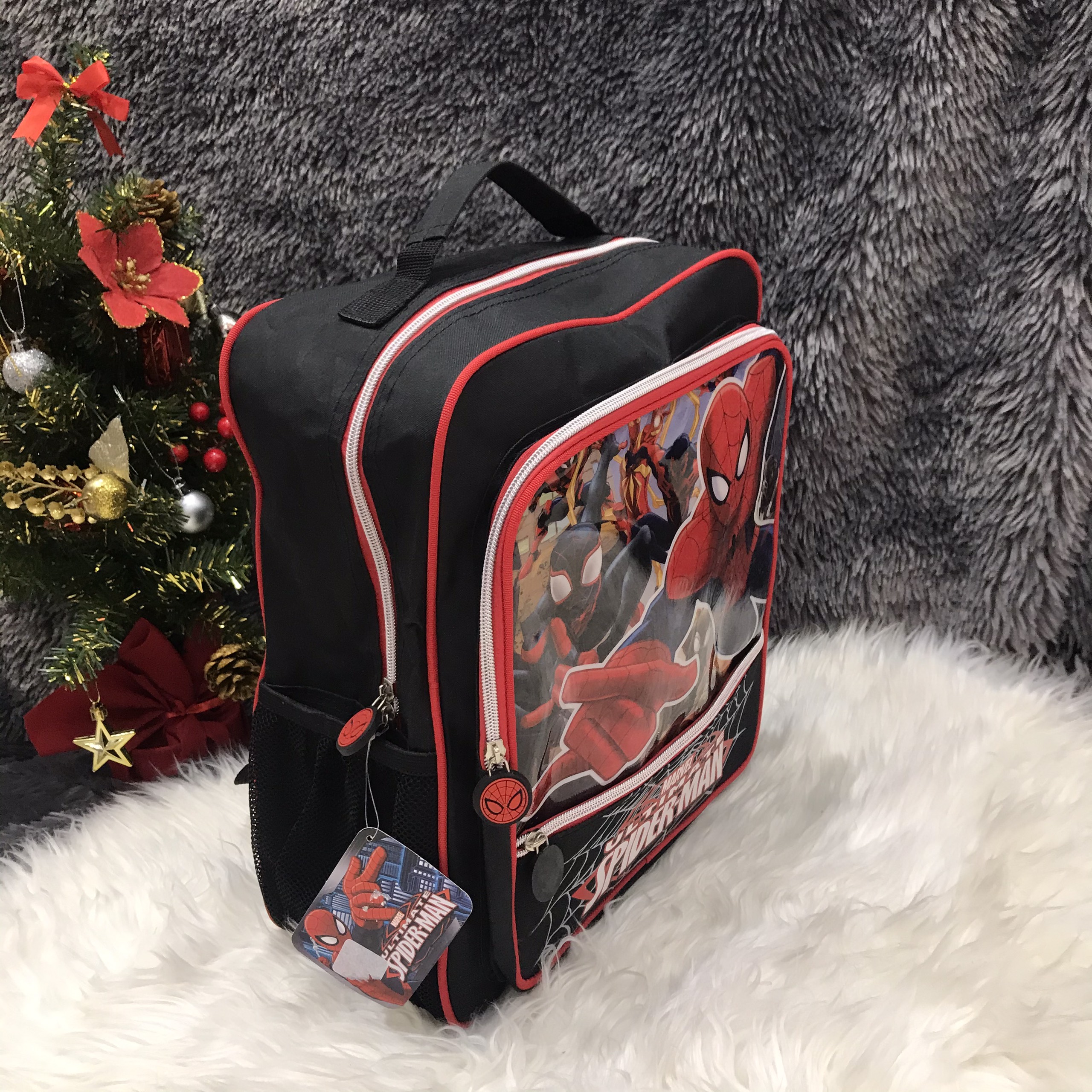 Balo 14'' 3 ngăn hình người nhện Spiderman màu đen đỏ cho học sinh bé trai - 650SPM31297380D