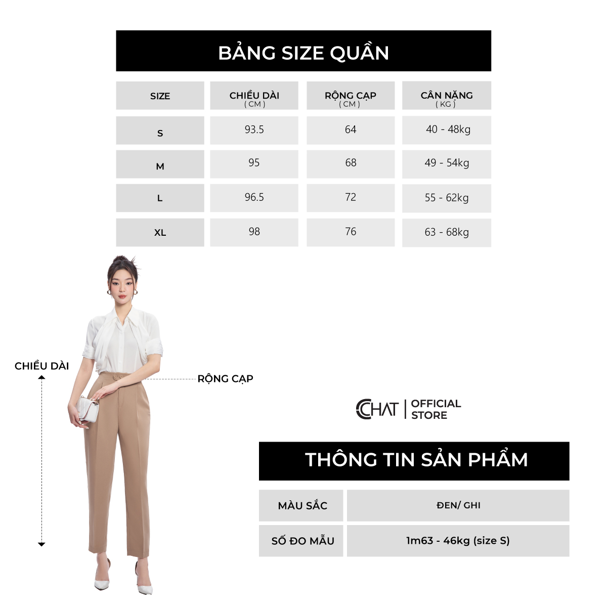 Quần Baggy Nữ  Cạp Liền Moi Nhê Chất Tuytsi Cao Cấp 53QDS2014BT