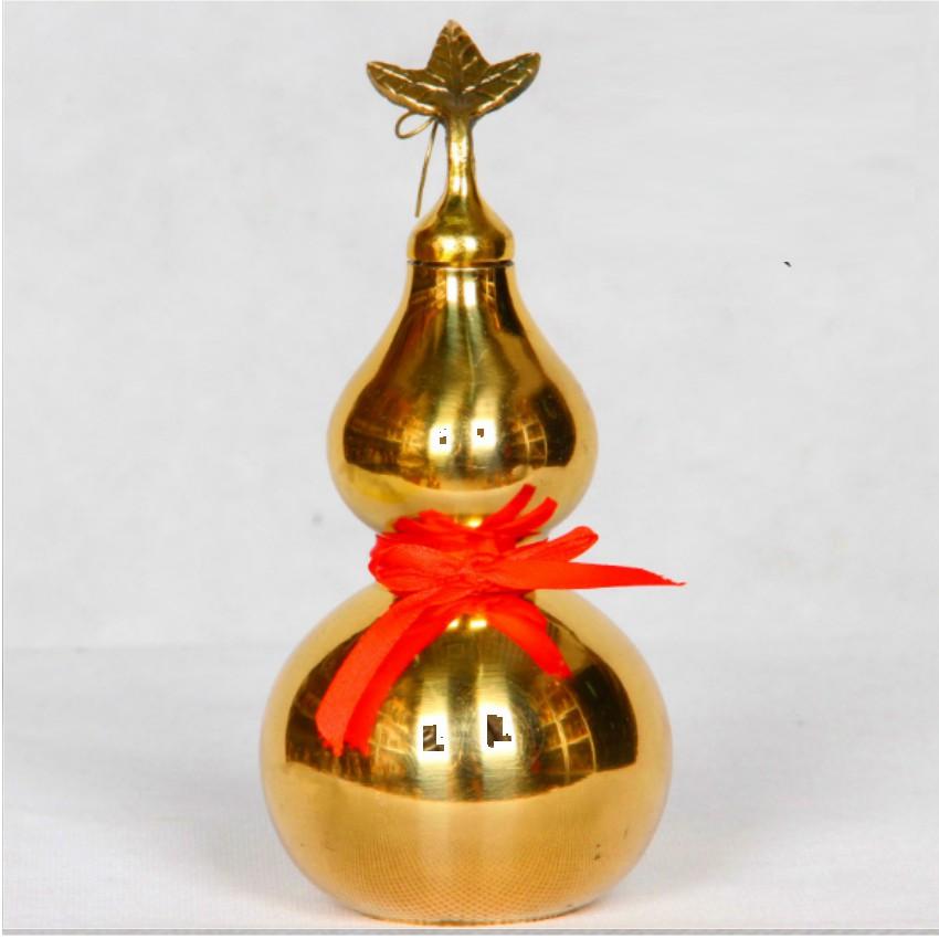 Hồ lô bằng đồng thau trơn cao 14 cm phong thủy 206568