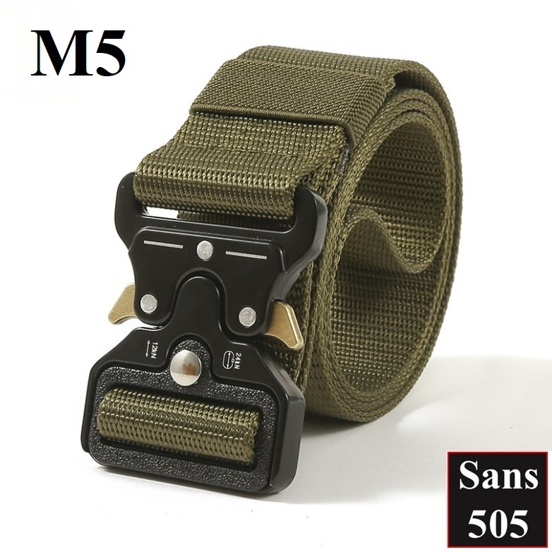 Dây nịt nam dù Sans505 vải bố canvas bền chắc cho lao động du lịch bộ đội màu đen be kaki xanh rêu nâu đỏ họa tiết