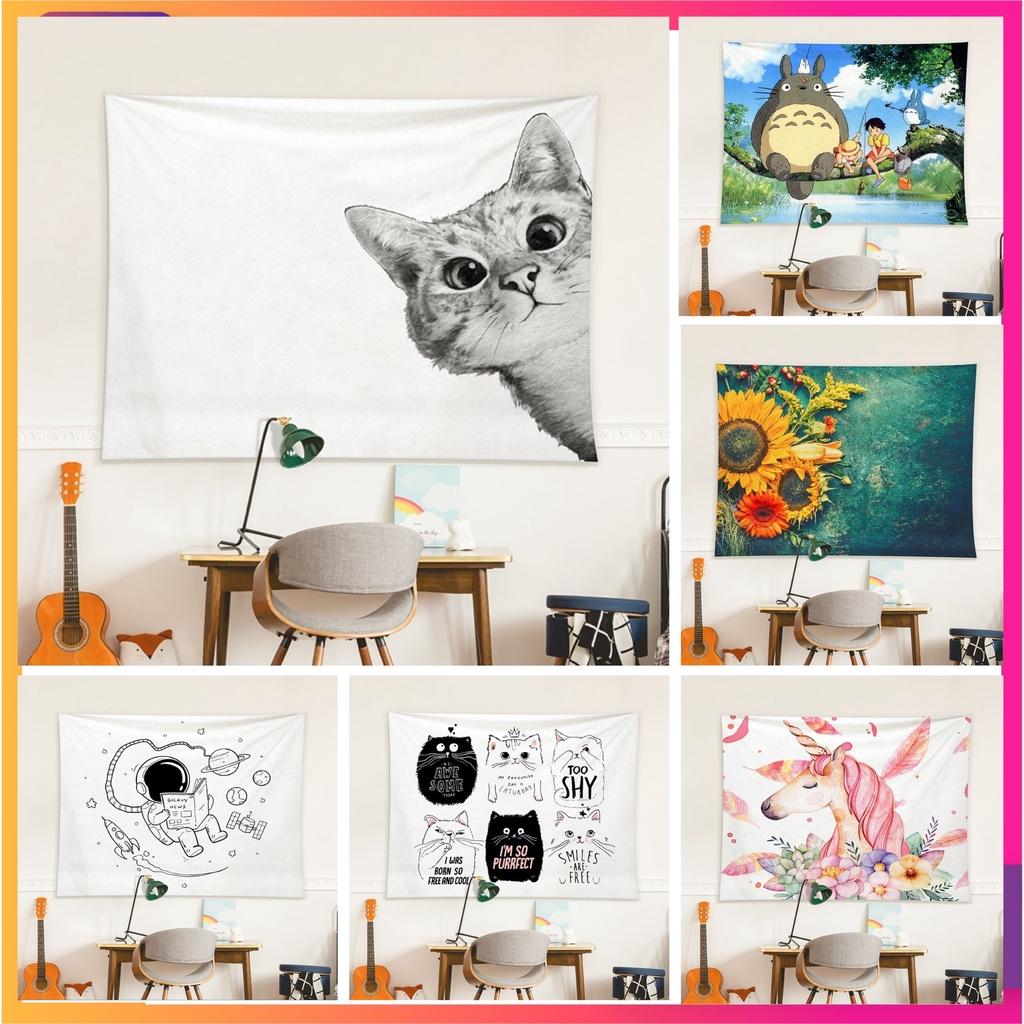 Vải treo tường decor phòng ngủ 1m5x1m3, tấm thảm treo tường vintage tone trắng