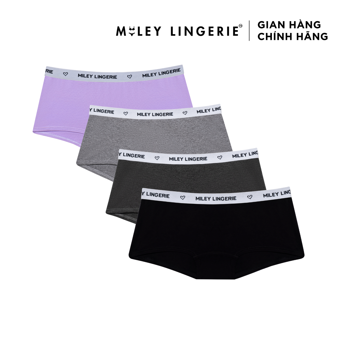 Combo 4 Quần Vải Cotton Tự Nhiên Viền Lưng Logo BeingMe Miley Lingerie