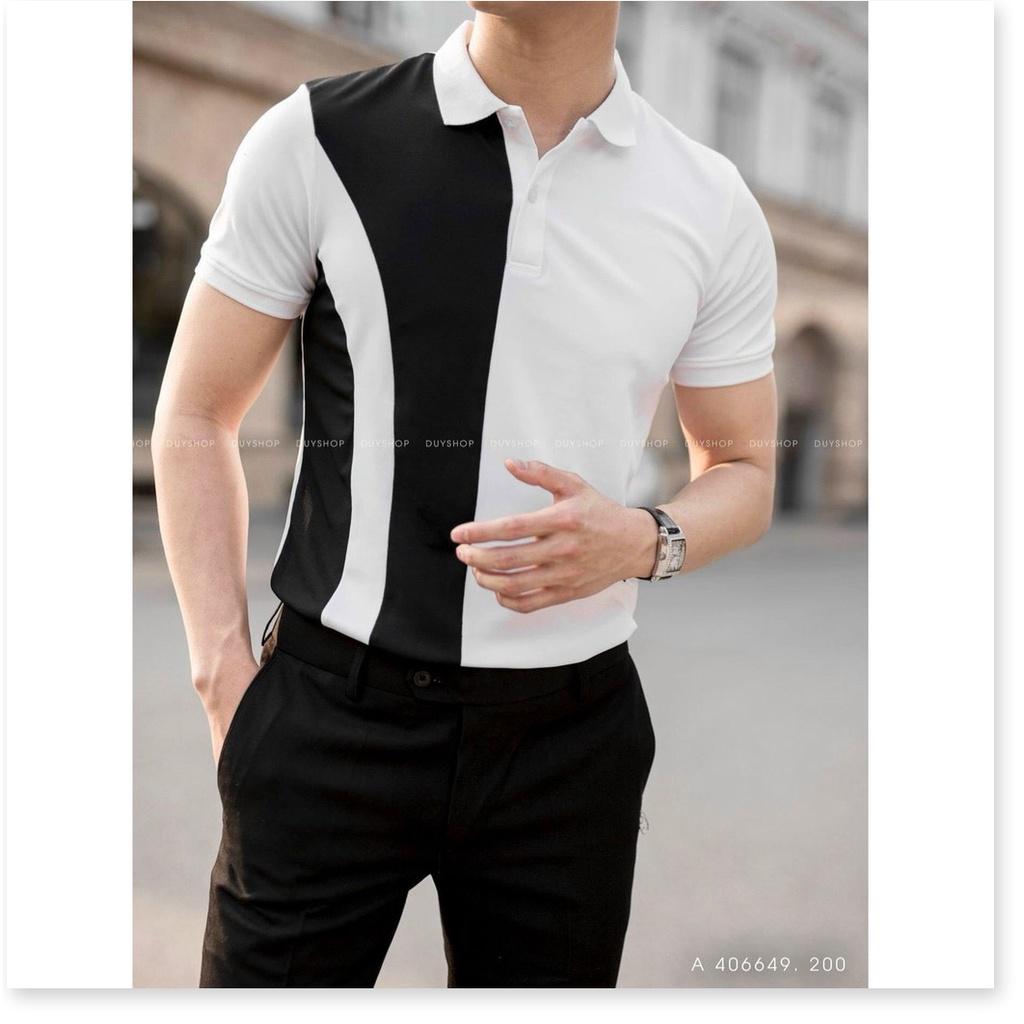Áo thun nam cổ trụ phối NEW SỌC TRẮNG ĐEN CỰC ĐẸP , HOT PHONG CÁCH HÀN THỜI TRANG LANA FASHION