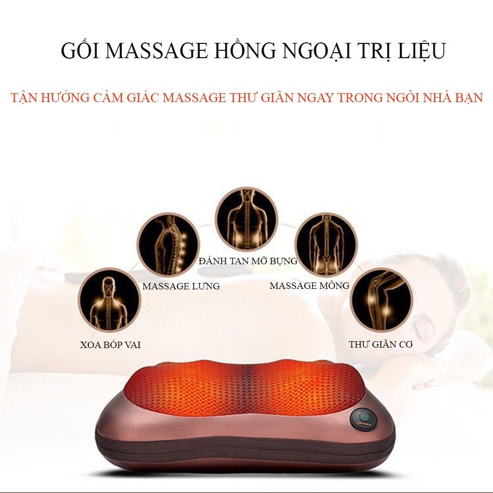 Máy mát xa lưng vai gáy, gối massage hồng ngoại trị liệu 8 bi cao cấp thế hệ mới.