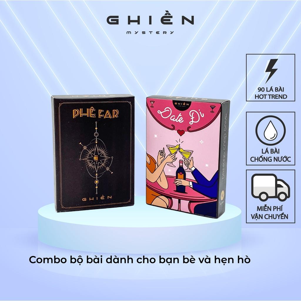 Combo bộ bài gây cười dành cho bạn bè và người yêu ''Phê Far - Date Đi'' 90 lá bài vui nhộn, sản phẩm chống nước