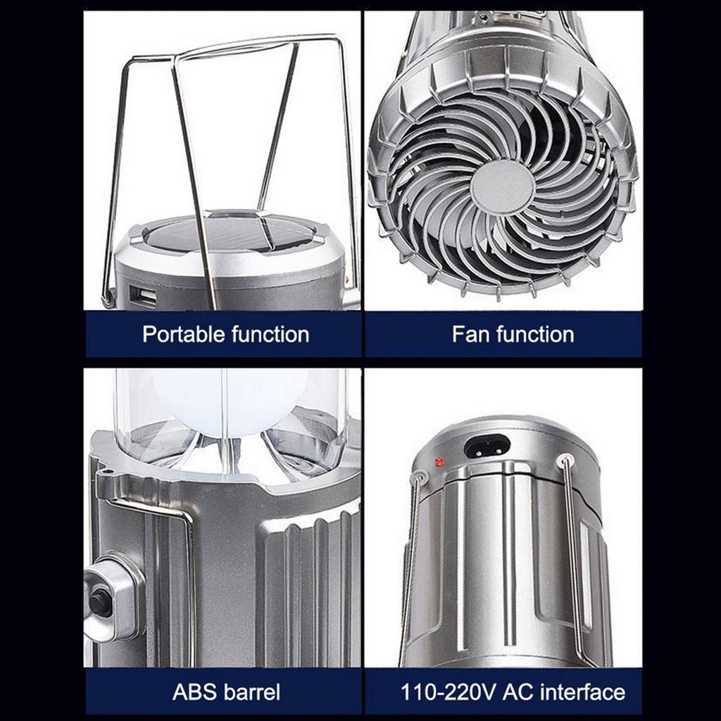 Đèn Pin Năng Lượng Mặt Trời,Quạt Tích Điện Sạc Điện Thoại 3in1 Sử Dụng Pin Lithium Vô Cùng Tiện Lợi