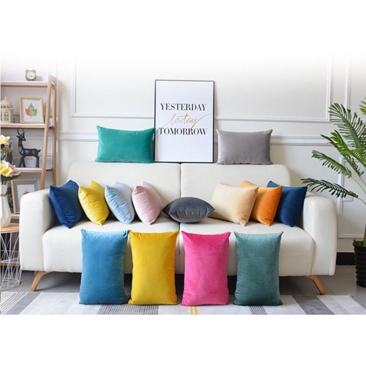 Gối Tựa lưng,gối Sofa VẢI NHUNG HÀN TRƠN MÀU CAO CẤP SBK068