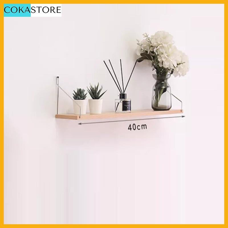 Kệ Treo Tường Trang Trí Không Cần Khoan Kích Thước 30 Đến 80cm Màu Sắc Đa Dạng - Kèm Phụ Kiện Móc Treo Inox