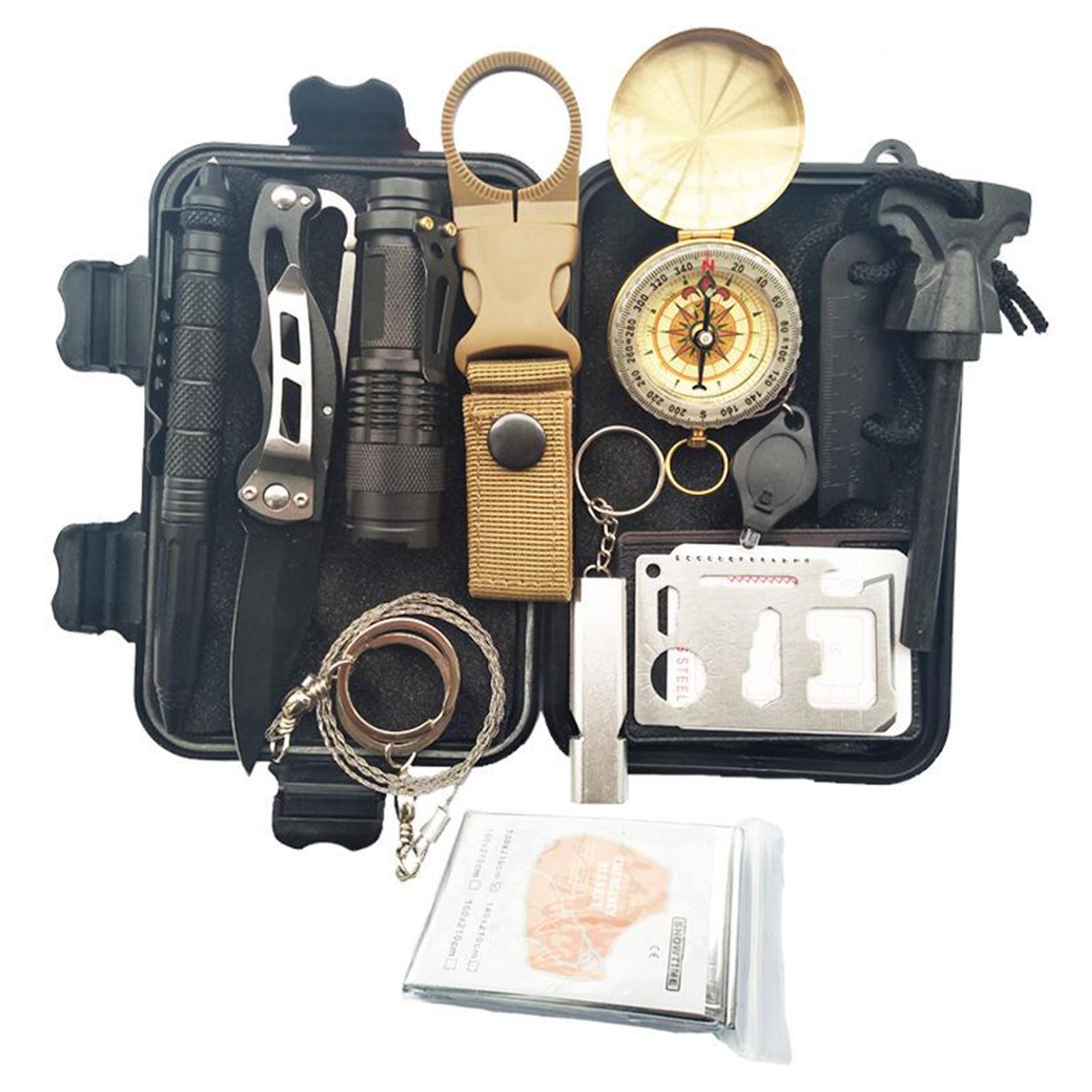 Outdoor Survival Gear Kit 13 in 1 Camping Hunting SOS Tools Set Box