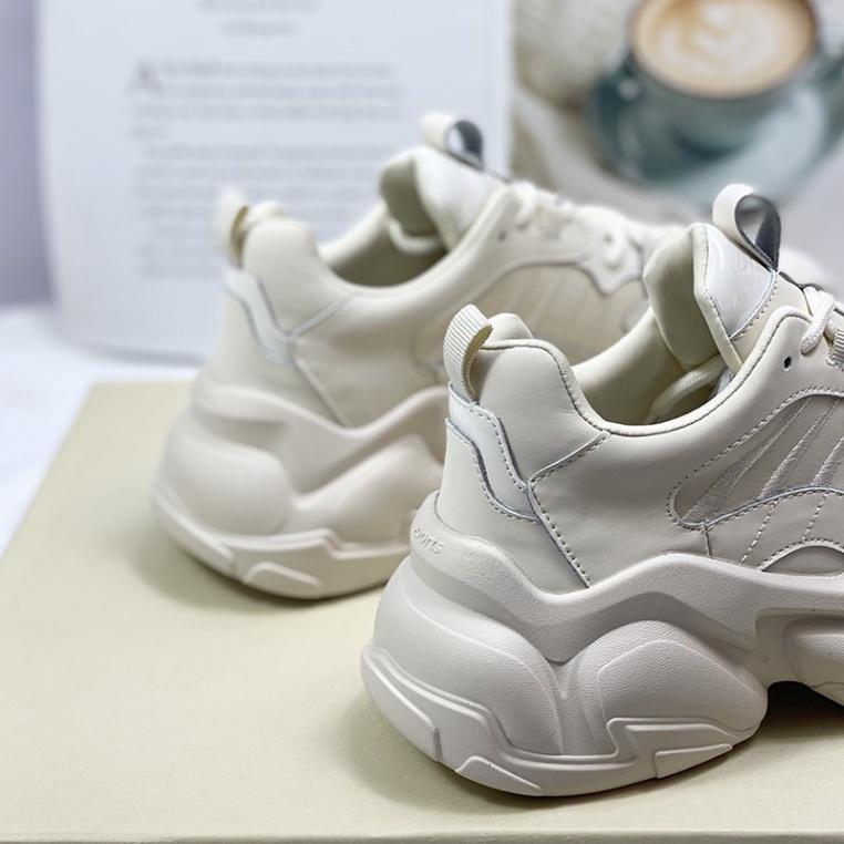 Giày thể thao nữ Shougo - giày sneaker nữ 2 màu đen & kem chất da đẹp đế bự độn đế cao giày ulzzang hàn quốc giá rẻ 2021