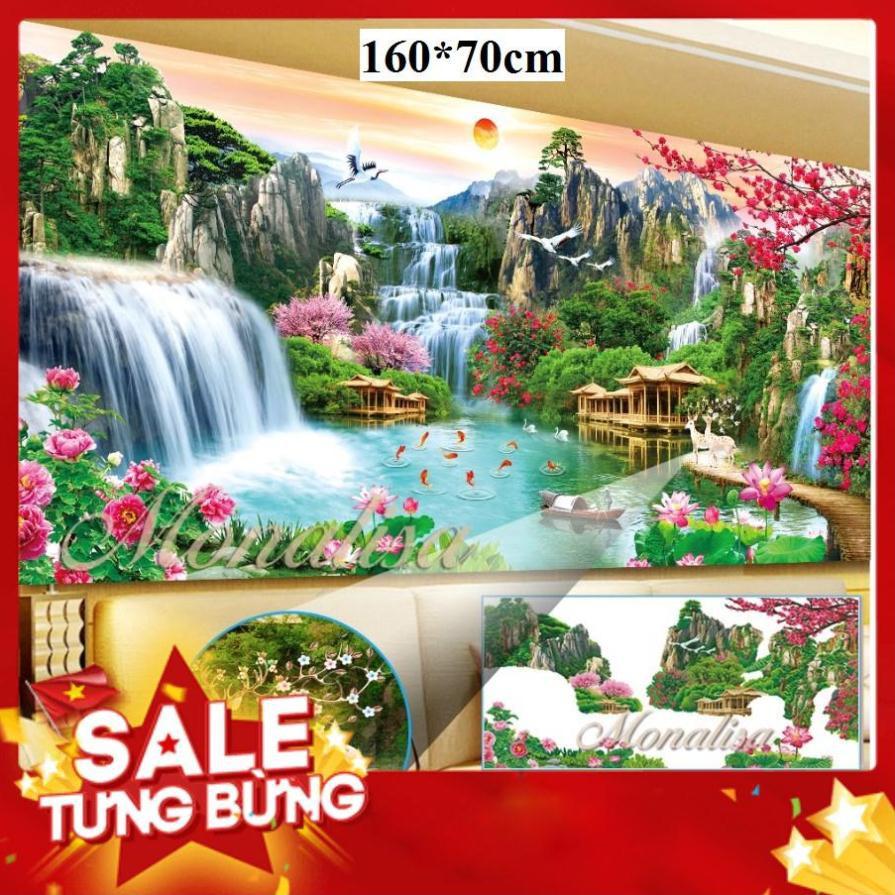 Tranh đính đá cao cấp Phong Cảnh thiên nhiên thuận buồm xuôi gió KT 160x75cm