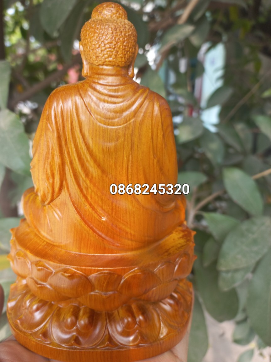 Tượng phật thích ca mâu ni bằng gỗ bách xanh thơm nức kt cao 15×10×8cm