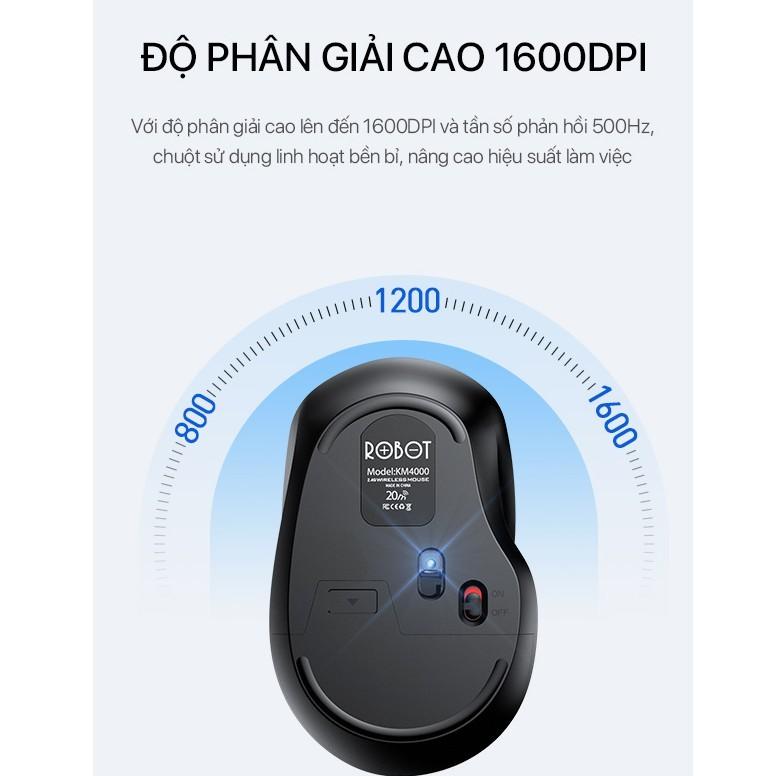 Bộ Bàn Phím Và Chuột Tĩnh Âm Không Dây ROBOT 2.4GHz Độ Phân Giải 1600DPI - Hàng Chính Hãng