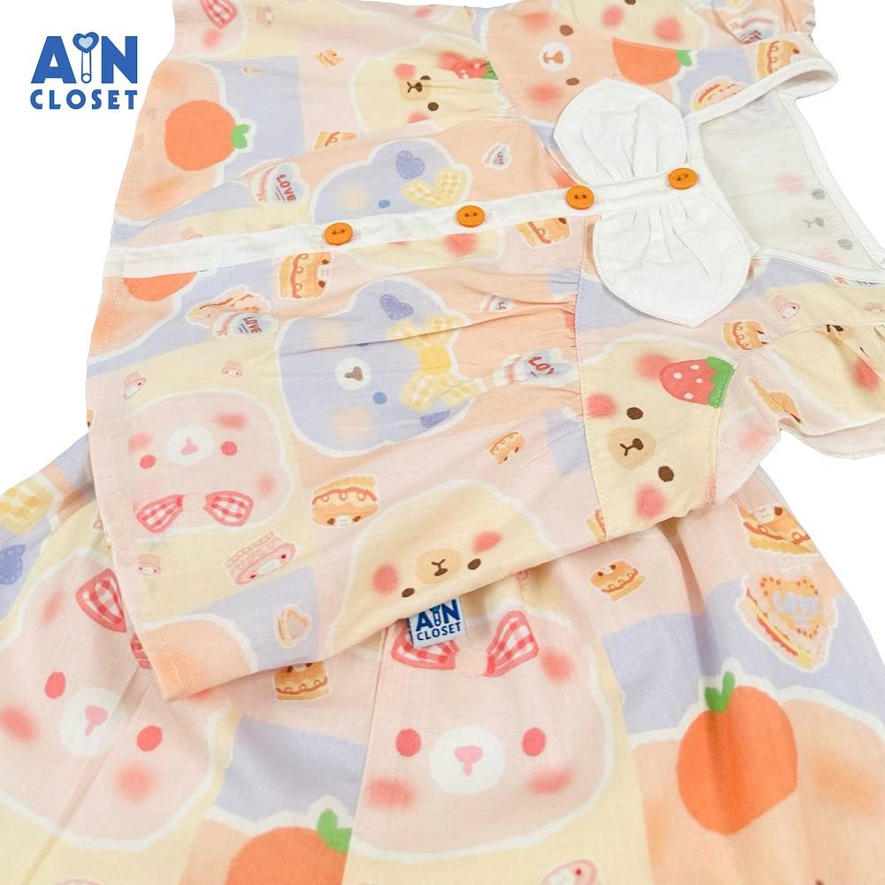 Bộ quần áo Ngắn bé gái họa tiết Gấu Cam cotton - AICDBGHARWSA - AIN Closet