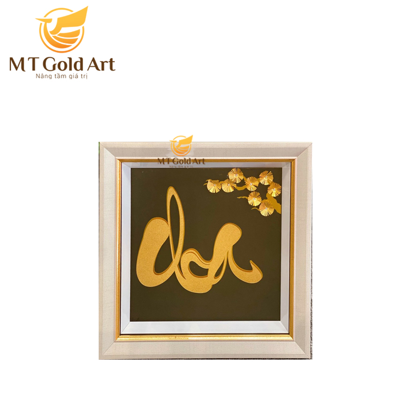 Tranh chữ cha dát vàng 24k(30x30cm) MT Gold Art- Hàng chính hãng, trang trí nhà cửa, phòng làm việc, quà tặng cha, sếp, đối tác, khách hàng, tân gia, khai trương