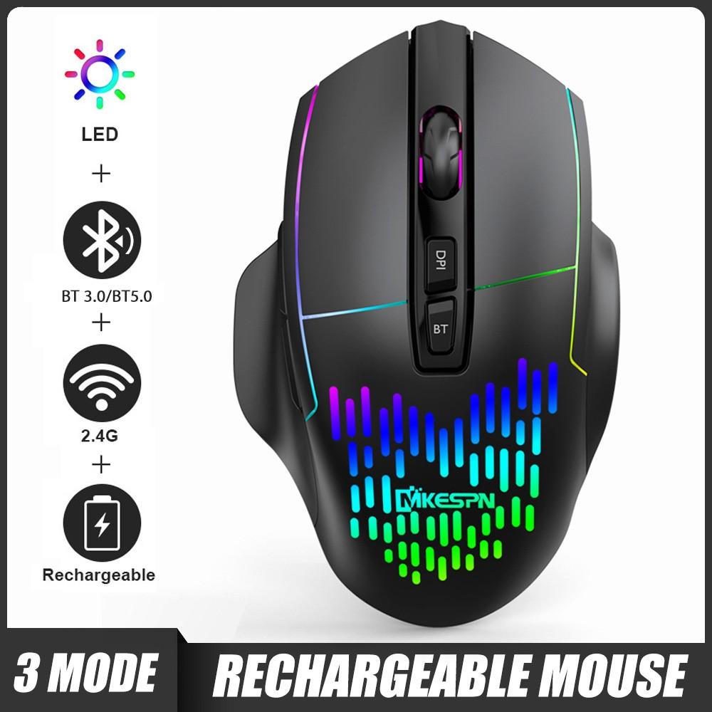 Chuột Không Dây 2.4G Sạc Ba Chế Độ Bluetooth-Tương Thích 5.2 Chuột Thở Ánh Sáng 3 DPI Có Thể Điều Chỉnh Cấp Độ Cắm chơi