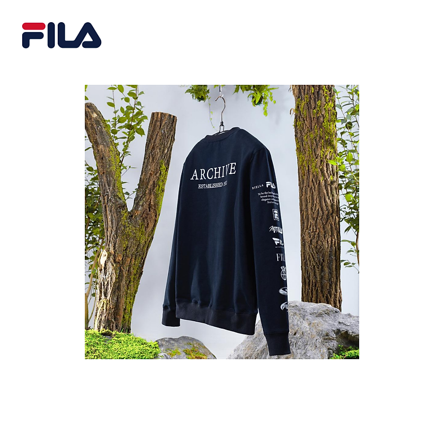 Áo hoodie tay dài không nón unisex Fila Archive Sleeve Point - New Beginning Collection - FS2POD1108X