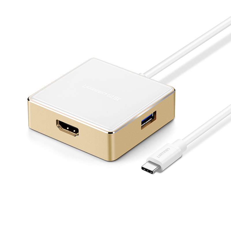 Bộ chuyển đổi USB type C sang HDMI cùng Hub USB 1 cổng 3.0 và 2 cổng 2.0; hỗ trợ cổng sạc Macbook USB - C UGREEN US183 30441 - Hàng chính hãng