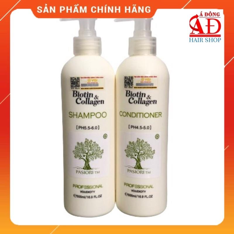 [VAT][500ml*2] Cặp dầu gội xả Biotin &amp; Collagen Trắng Pasiori phục hồi ngăn rụng kích thích mọc tóc