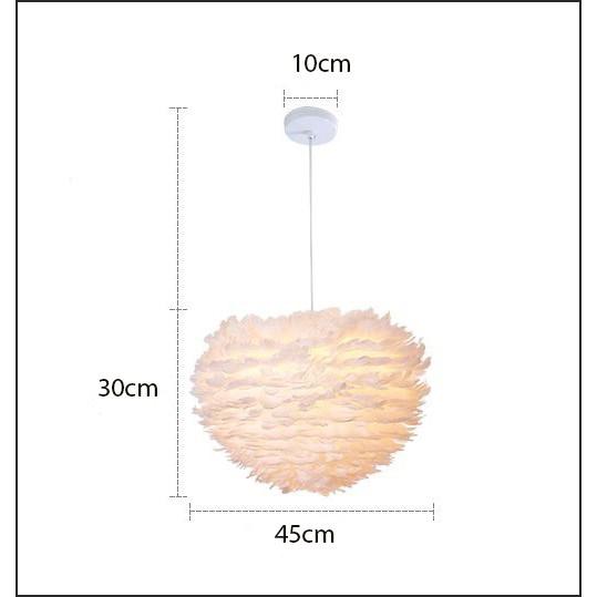 Đèn chùm ERVAI lông vũ cao cấp, sang trọng loại 45cm với 3 chế độ ánh sáng - kèm bóng LED chuyên dụng 