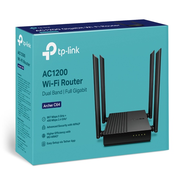 Bộ Phát Wifi TP-LINK Archer C64 Băng Tần Kép Chuẩn AC1200 | Hàng Chính Hãng