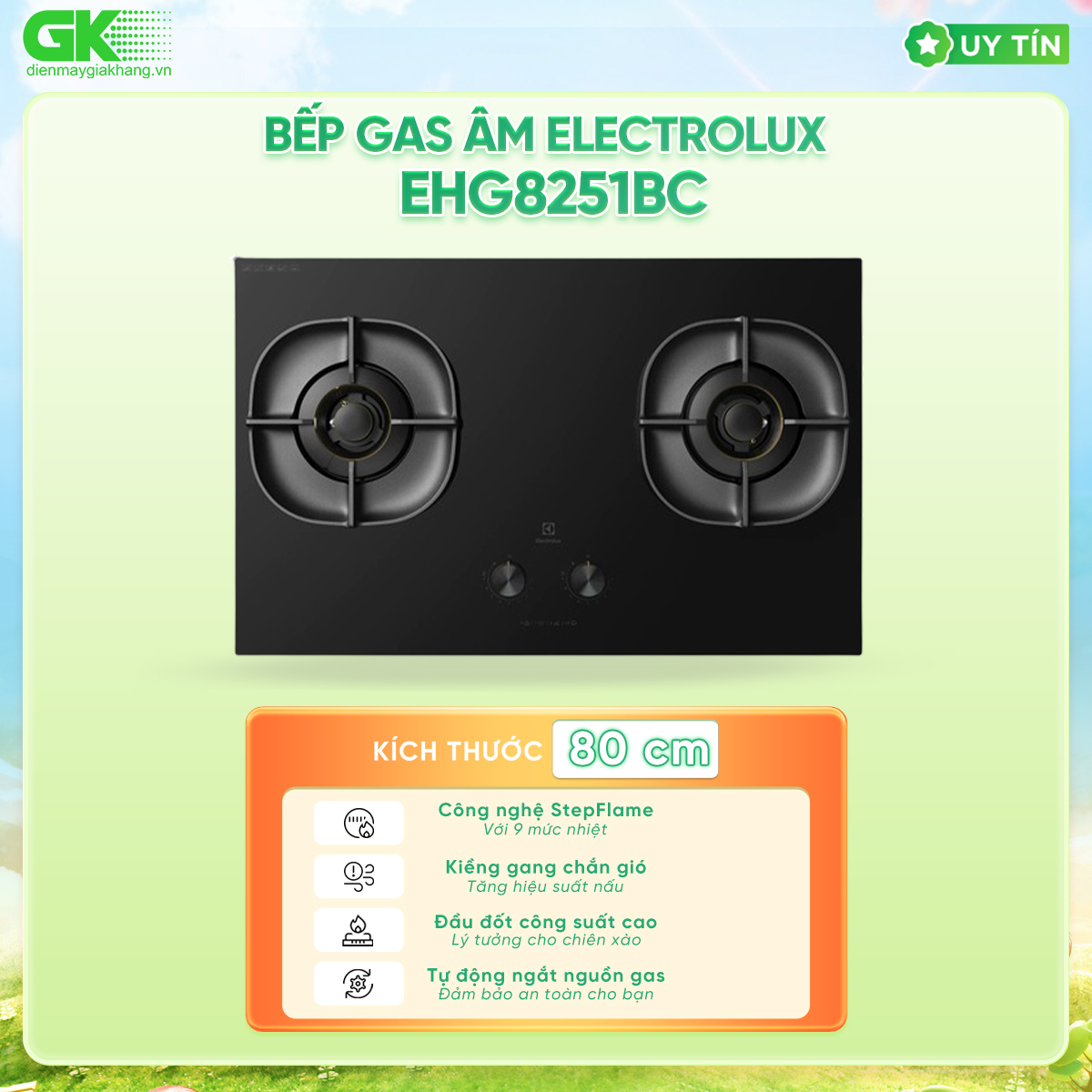 Bếp ga âm 2 vùng nấu Electrolux EHG8251BC - Hàng chính hãng