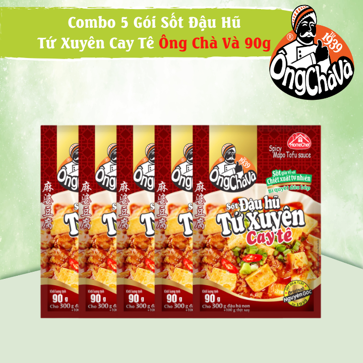 Combo 5 Gói Sốt Đậu Hũ Tứ Xuyên Cay Tê Ông Chà Và 90gr