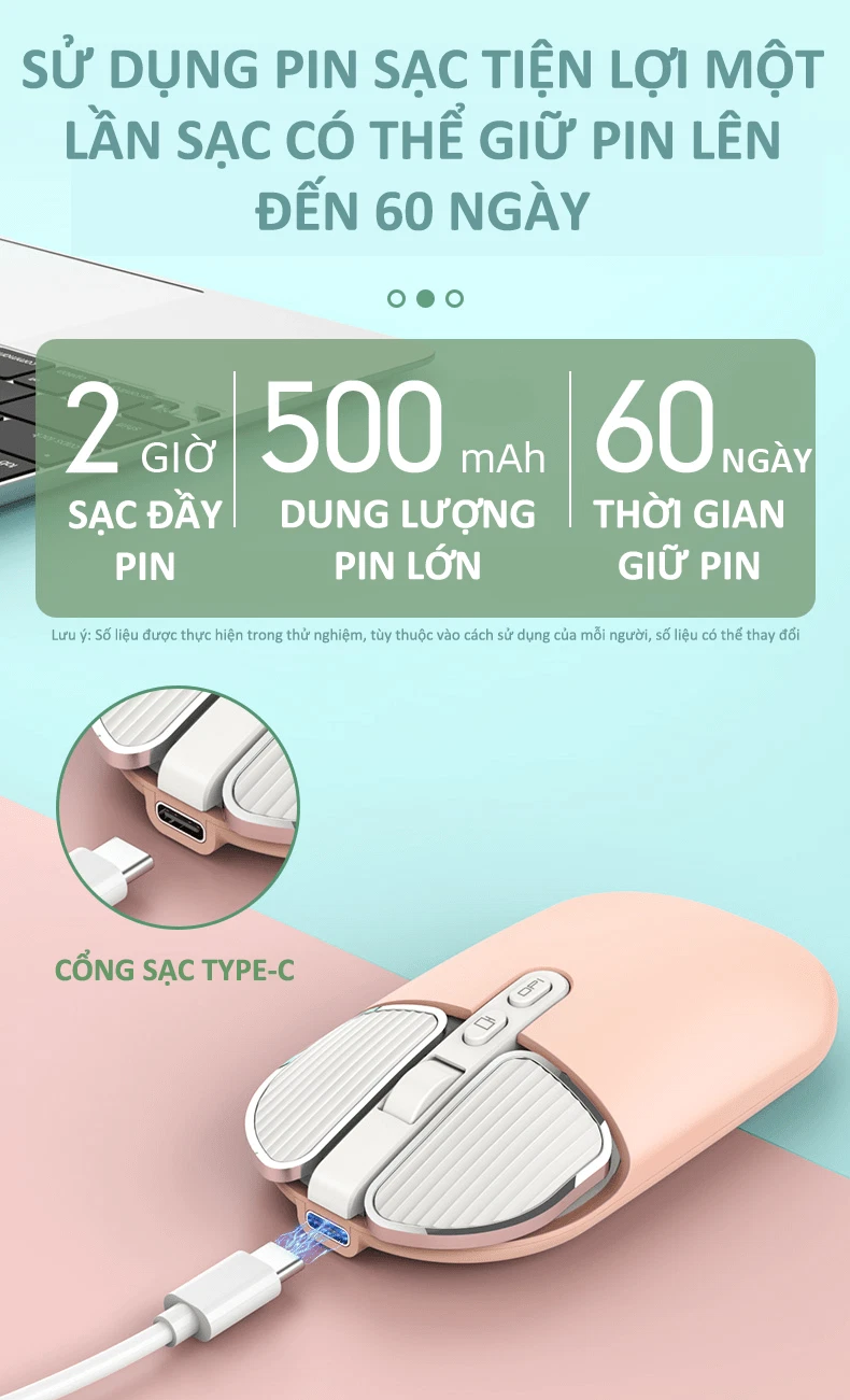 Chuột không dây sạc pin siêu mỏng kết nối bluetooth và chip USB 2.4GHz dùng cho pc, laptop, tivi, điện thoại HN - (FMOUSE) - Hàng chính hãng