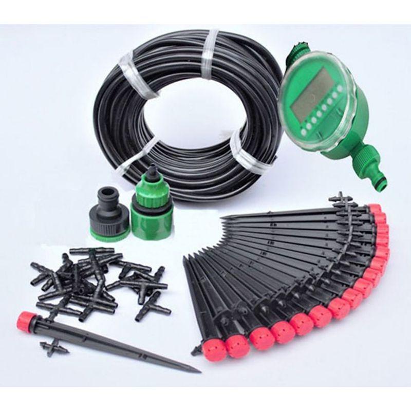 Combo Bộ tưới cây tự động 20 đầu cắm phun 8 tia có thân cắm kèm van nước hẹn giờ