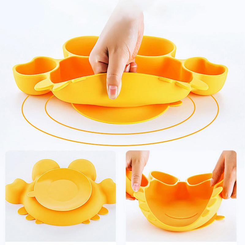 Bát Ăn Cho Bé Tấm An Toàn Silicone Ăn Đĩa Chắc Chắn Hoạt Hình Dễ Thương Trẻ Em Món Ăn Huấn Luyện Bộ Đồ Ăn Trẻ Em Ăn Bát