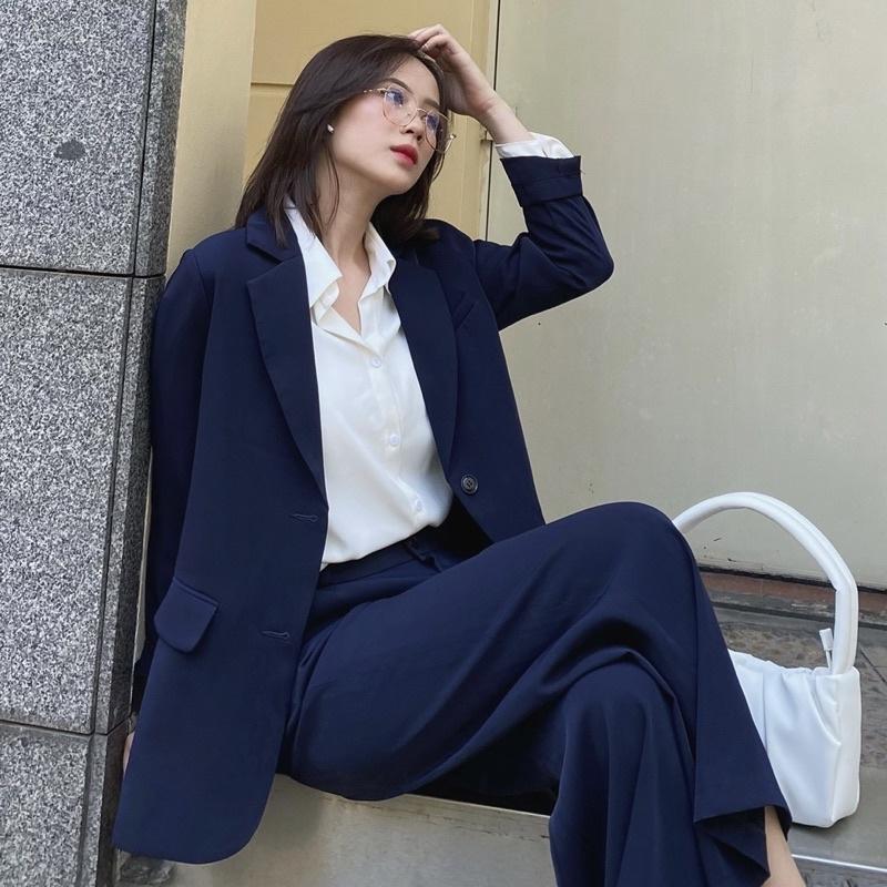 Áo khoác blazer nữ 1 lớp dáng dài Huien Design thời trang công sở trẻ trung, áo vest nữ blazer Hàn Quốc màu trending