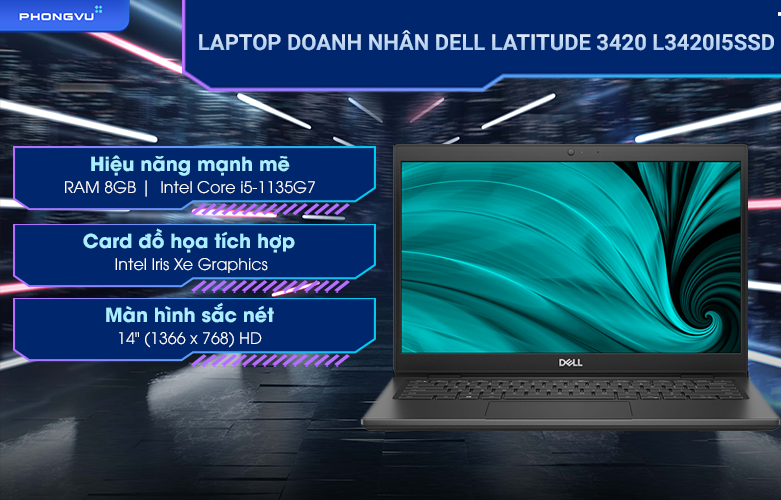 Laptop Dell Latitude 3420 L3420I5SSDFB (Core i5-1135G7 | 8GB | 256GB | 14 inch FHD | Fedora - Hàng chính hãng