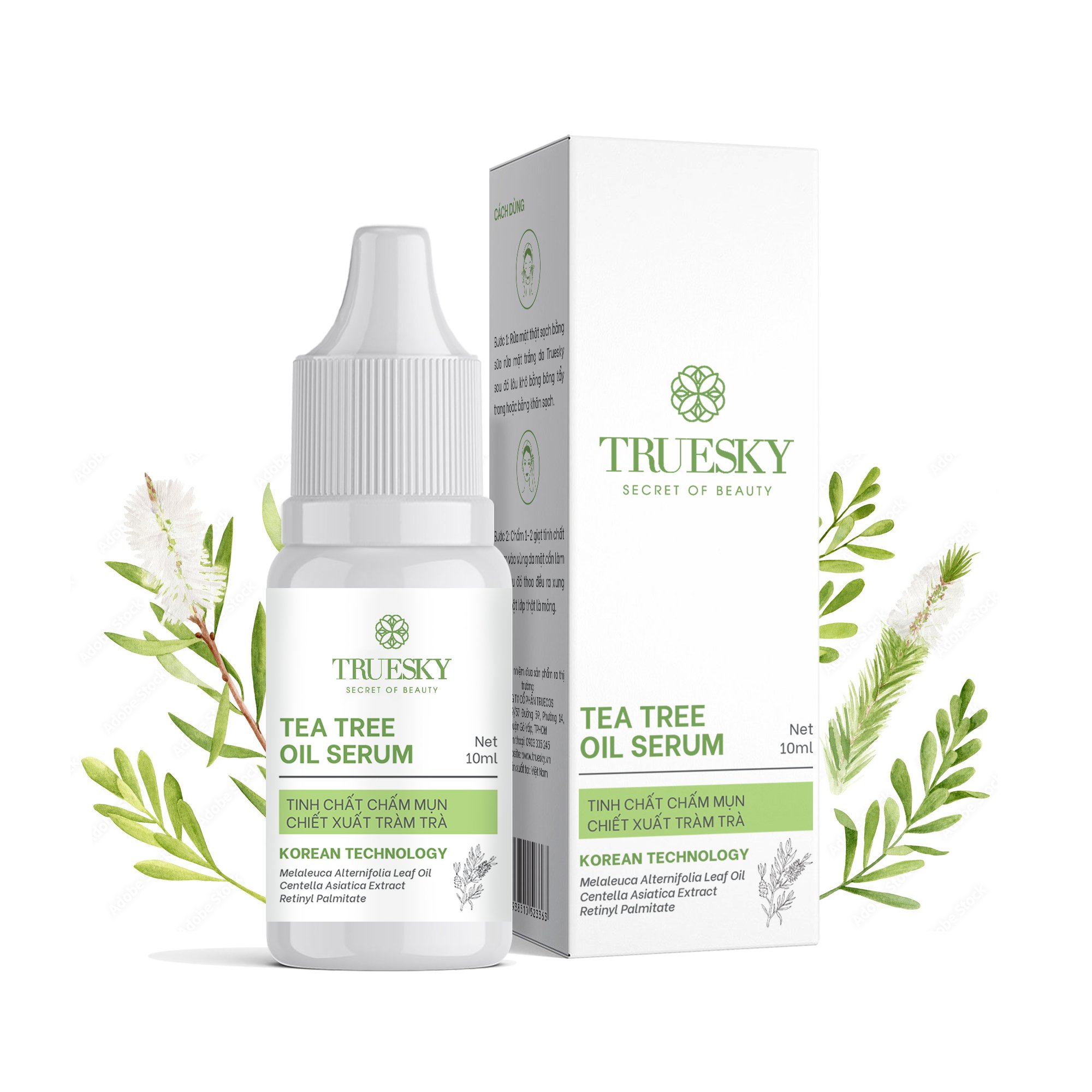 Tinh Chất Chấm Mụn Truesky Tea Tree Oil Chiết Xuất Tràm Trà Giúp Làm Dịu Da, Làm Mờ Vết Thâm Và Giảm Mụn 10Ml