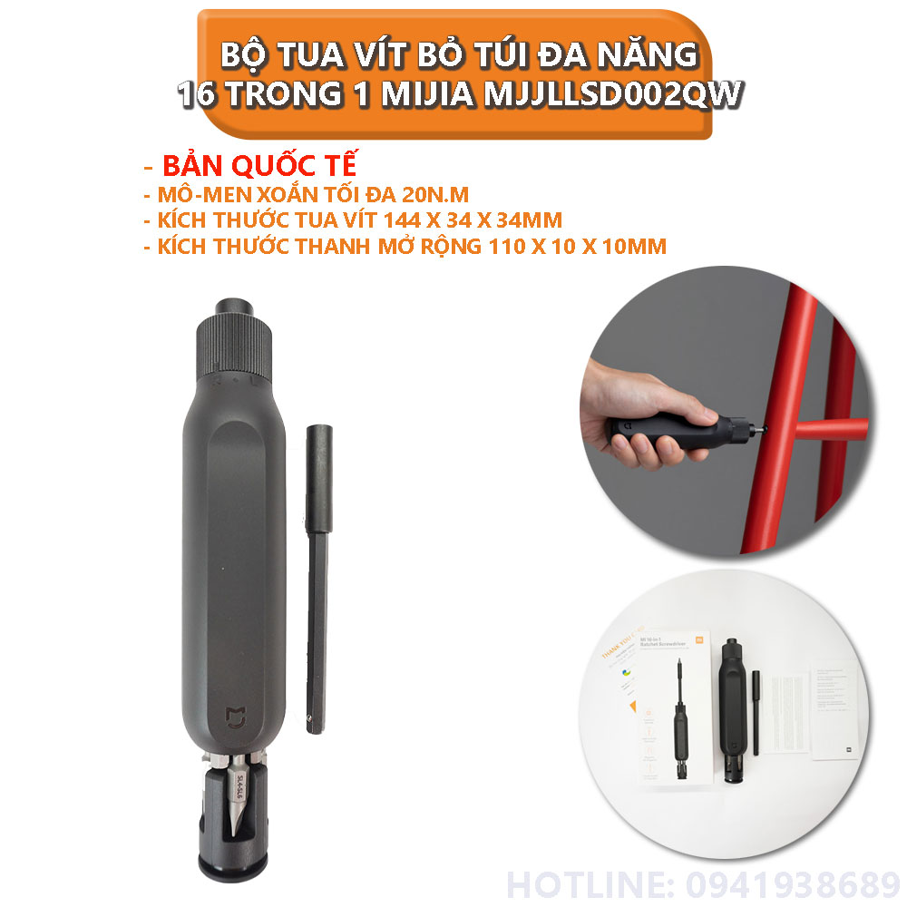 Bộ tua vít bỏ túi đa năng 16 trong một xiaomi mija MJJLLSD002QW - Hàng nhập khẩu