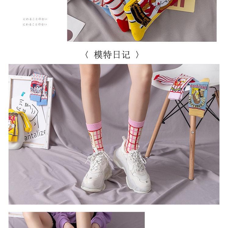 Vớ chân tất chân retro dễ thương Lolita tất kim cương kiểu Nhật Bản họa tiết sinh động VT21