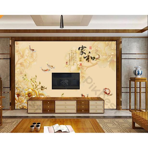 Tranh dán tường Hoa mẫu đơn phong phú, tranh dán tường 3d hiện đại MS629481
